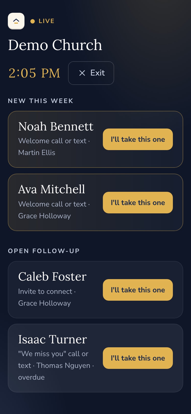 The live lobby board on a phone